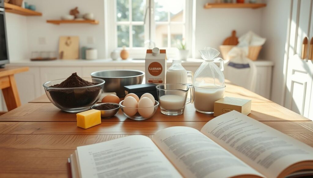 Preparing ingredients for a moist chocolate cake recipe