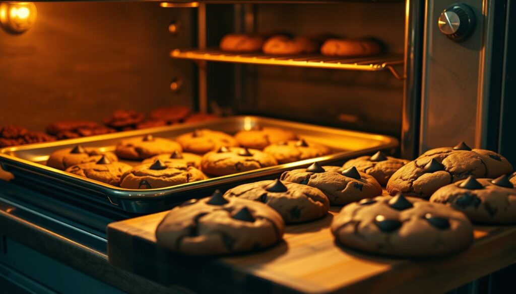 double chocolate chip cookies baking